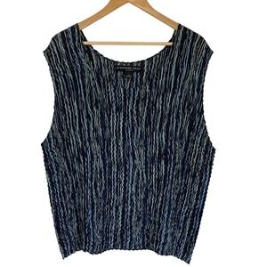 Josephine Chaus Womens Casual Blue Striped Tank Top Blouse Size 2X Summer Office
